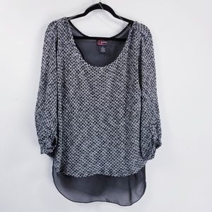 Krave longsleeve knit sweater/chiffon blouse XL